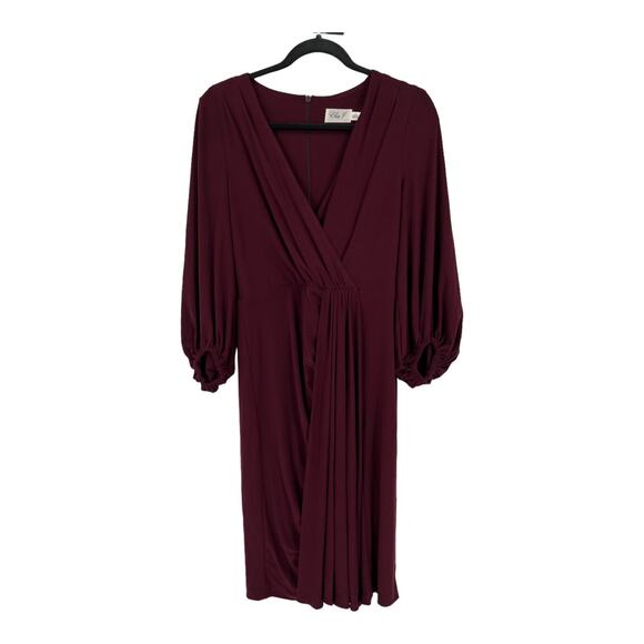 Eliza J dress burgundy faux wrap draped size 6 - Picture 1 of 5